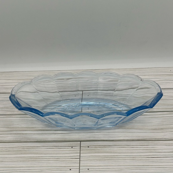 Vintage Indiana Glass Garland Light Blue Oval Centerpiece Bowl 10” - Picture 2 of 5